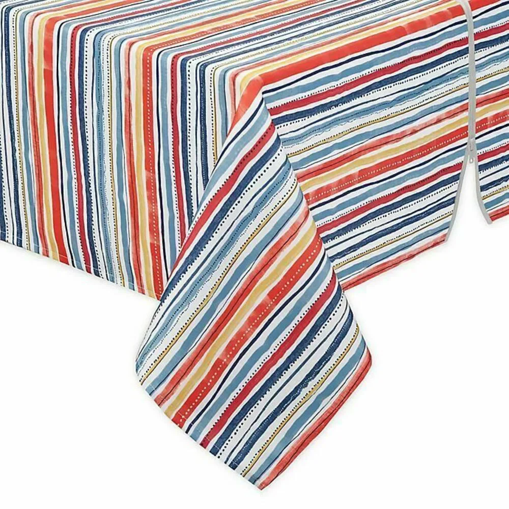 Umbrella Hole Zipper Tablecloth 60x84 Cloth Fabric Outdoor Warm Summer Stripe